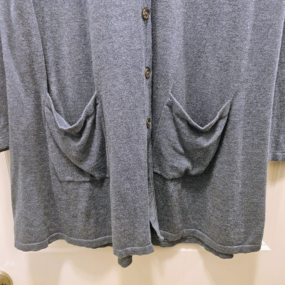 J.Jill Blue Heather Long Cardigan Sweater Size M Cotton Rayon Button Front - Picture 5 of 6